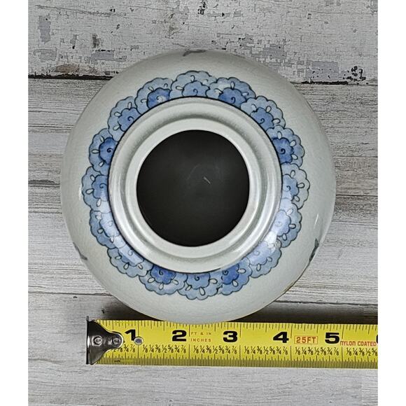 2 Vintage Andrea By Sadek Vases-Ginger Jars Blue Floral Japan No Lids Crackled - Picture 8 of 9